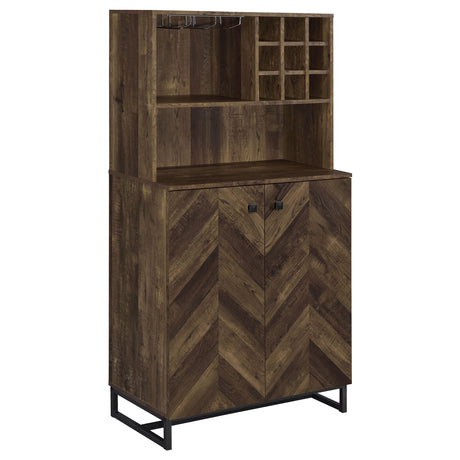 Furniture City Houma - Coaster - Mendoza 2-door Home Bar Cabinet Wine Storage Rustic Oak - 182082