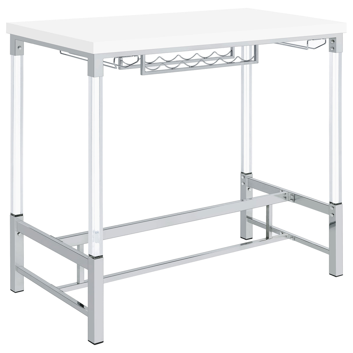 Furniture City Houma - Coaster - Norcrest 47-inch Acrylic Leg Bar Table White High Gloss - 182101