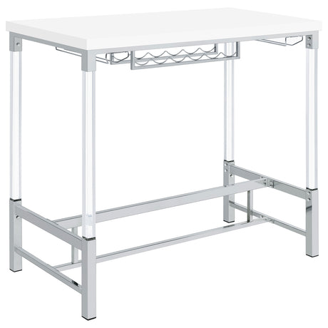 Furniture City Houma - Coaster - Norcrest 47-inch Acrylic Leg Bar Table White High Gloss - 182101