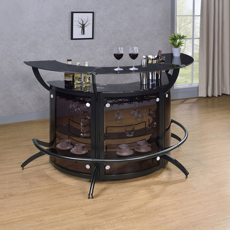 Furniture City Houma - Coaster - Dallas 3-piece Curved Freestanding Home Bar Cabinet Black - 182135-S3