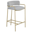 Furniture City Houma - Coaster - Comstock Upholstered Low Back Stool Grey and Gold - 182159