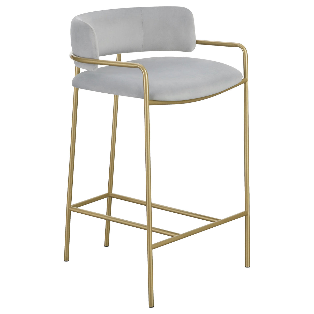 Furniture City Houma - Coaster - Comstock Upholstered Low Back Stool Grey and Gold - 182159