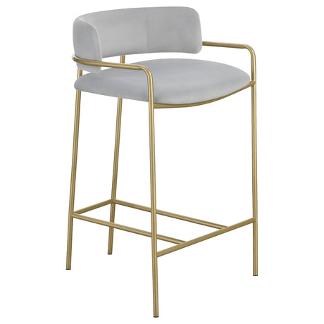 Furniture City Houma - Coaster - Comstock Upholstered Low Back Stool Grey and Gold - 182159
