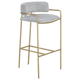 Furniture City Houma - Coaster - Comstock Upholstered Low Back Stool Grey and Gold - 182160