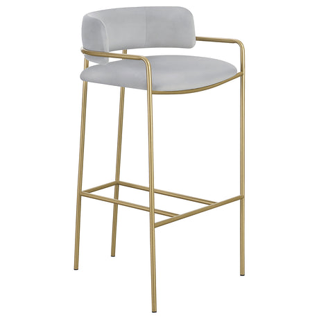 Furniture City Houma - Coaster - Comstock Upholstered Low Back Stool Grey and Gold - 182160