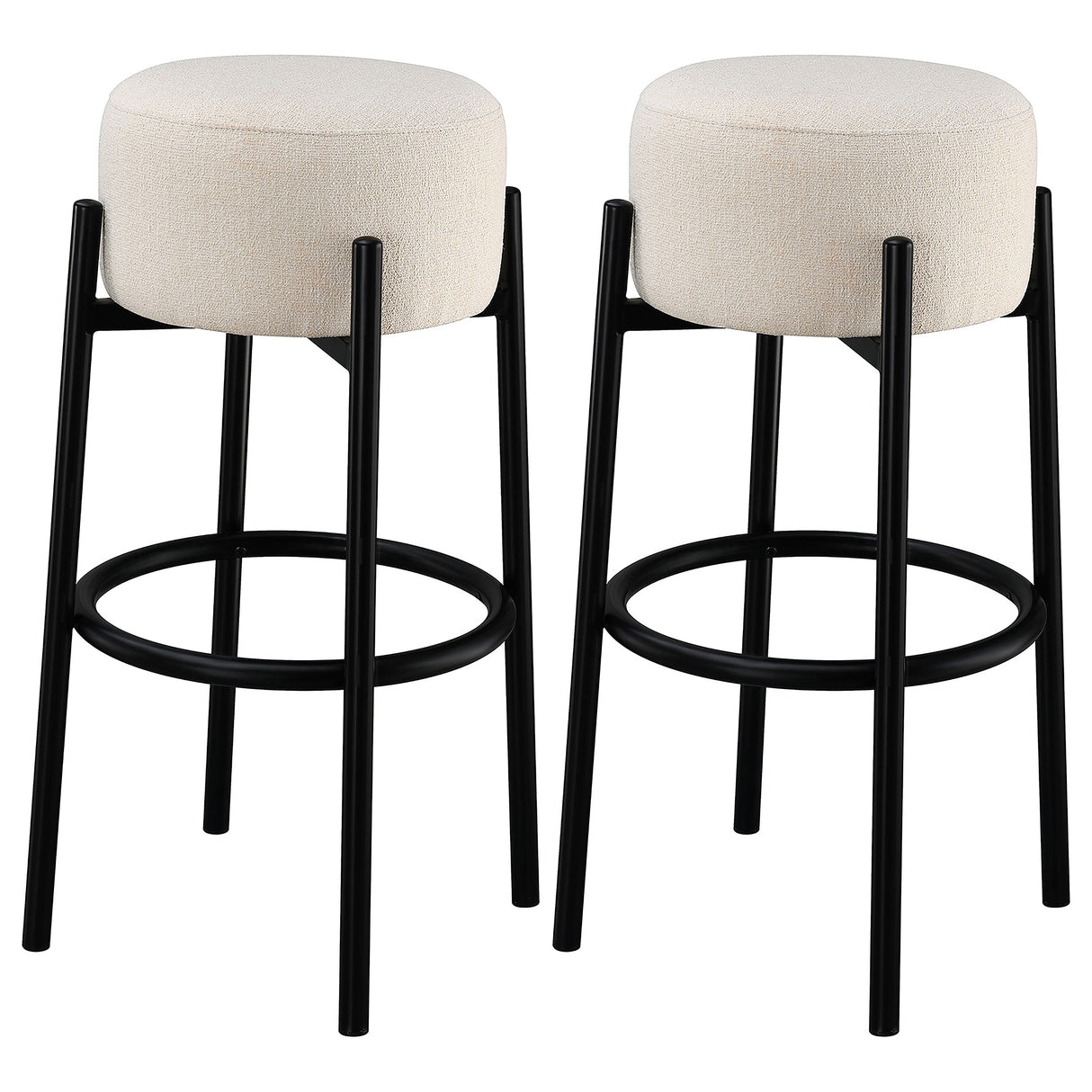 Furniture City Houma - Coaster - Leonard Upholstered Backless Bar Stool White (Set of 2) - 182176