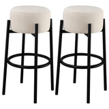 Furniture City Houma - Coaster - Leonard Upholstered Backless Bar Stool White (Set of 2) - 182176