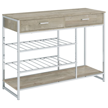 Furniture City Houma - Coaster - Melrose 2-drawer Home Bar Storage with Wine Rack Grey - 182275