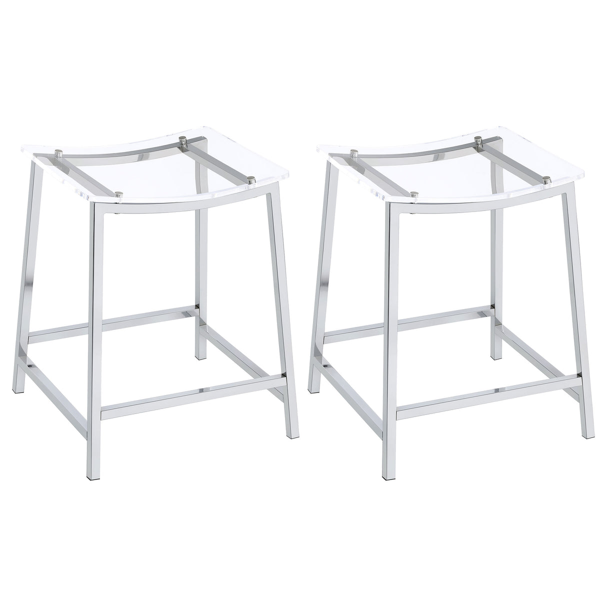 Furniture City Houma - Coaster - Jovani Acrylic Backless Counter Stool Chrome (Set of 2) - 182358