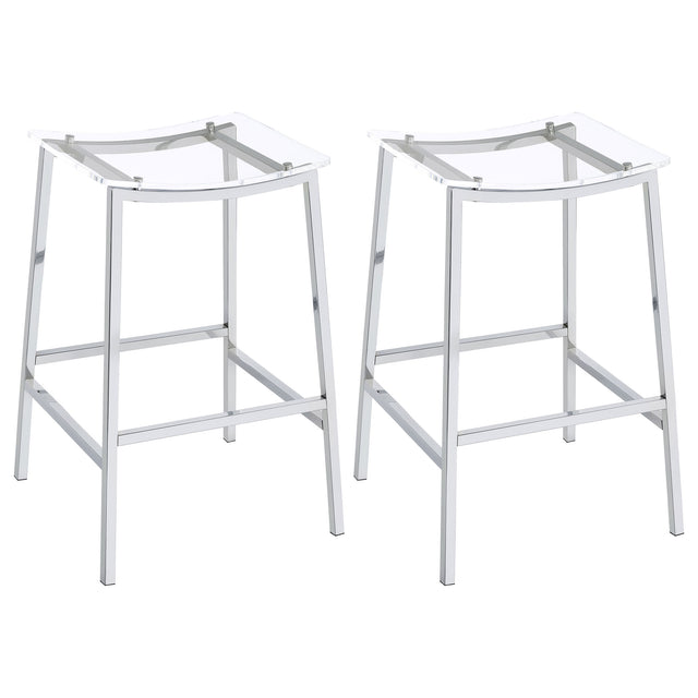 Furniture City Houma - Coaster - Jovani Acrylic Backless Bar Stool Chrome (Set of 2) - 182359
