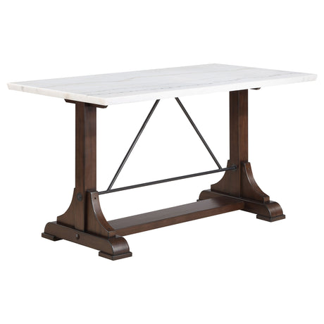 Furniture City Houma - Coaster - Aldrich 66-inch Marble Top Counter Height Dining Table White - 182438