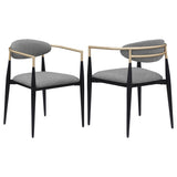 Furniture City Houma - Coaster - Alexis Fabric Upholstered Dining Arm Chair Grey (Set of 2) - 182682
