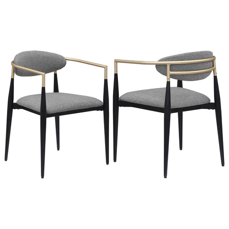 Furniture City Houma - Coaster - Alexis Fabric Upholstered Dining Arm Chair Grey (Set of 2) - 182682