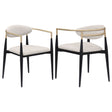 Furniture City Houma - Coaster - Alexis Fabric Upholstered Dining Arm Chair Beige (Set of 2) - 182692