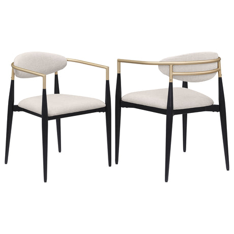 Furniture City Houma - Coaster - Alexis Fabric Upholstered Dining Arm Chair Beige (Set of 2) - 182692