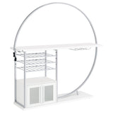 Furniture City Houma - Coaster - Risley 2-door Circular LED Home Bar Cabinet White High Gloss - 182798