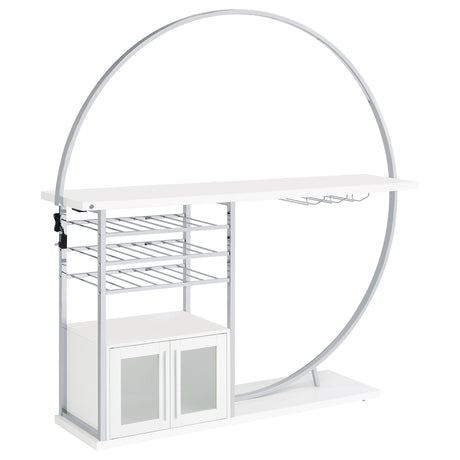 Furniture City Houma - Coaster - Risley 2-door Circular LED Home Bar Cabinet White High Gloss - 182798