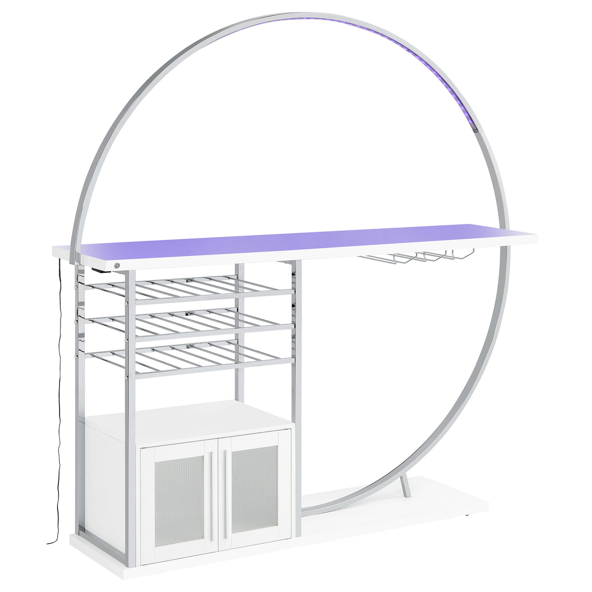 Risley 2-door Circular LED Home Bar Cabinet White High Gloss