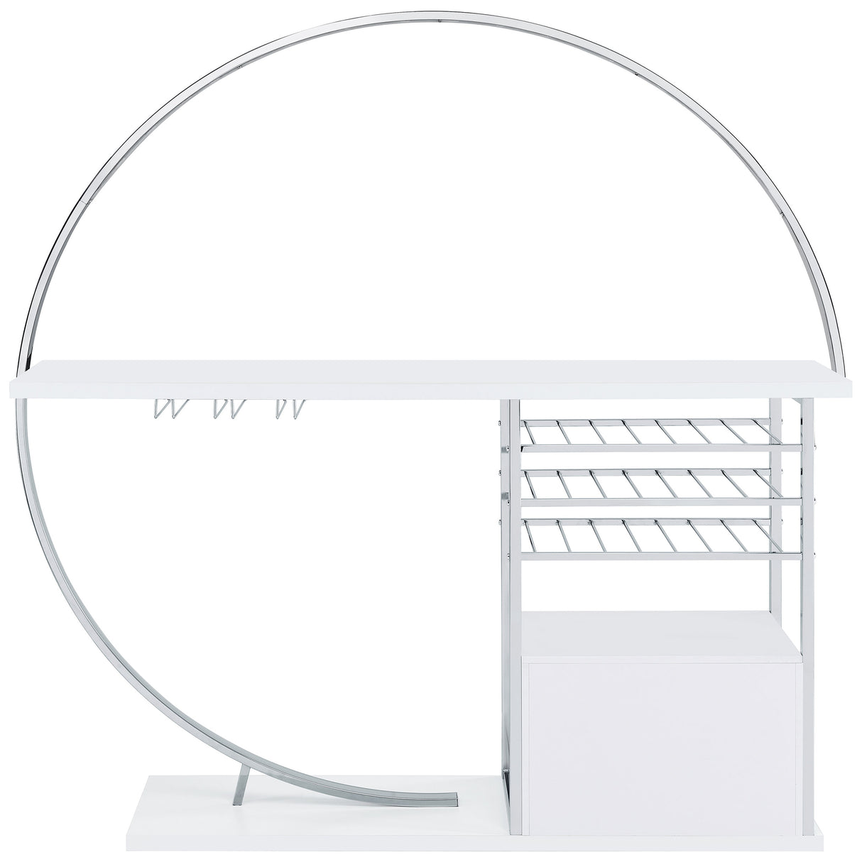 Risley 2-door Circular LED Home Bar Cabinet White High Gloss