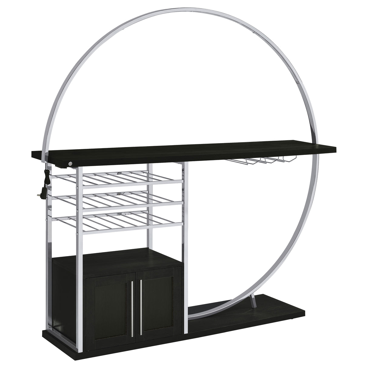 Furniture City Houma - Coaster - Risley 2-door Circular LED Home Bar Cabinet Dark Charcoal - 182799