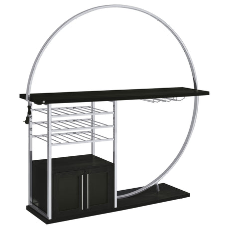 Furniture City Houma - Coaster - Risley 2-door Circular LED Home Bar Cabinet Dark Charcoal - 182799