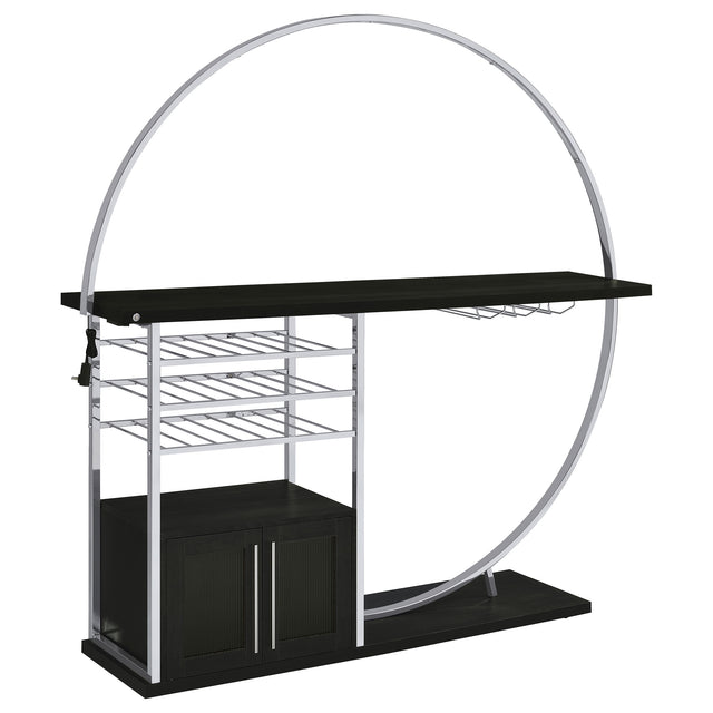 Furniture City Houma - Coaster - Risley 2-door Circular LED Home Bar Cabinet Dark Charcoal - 182799