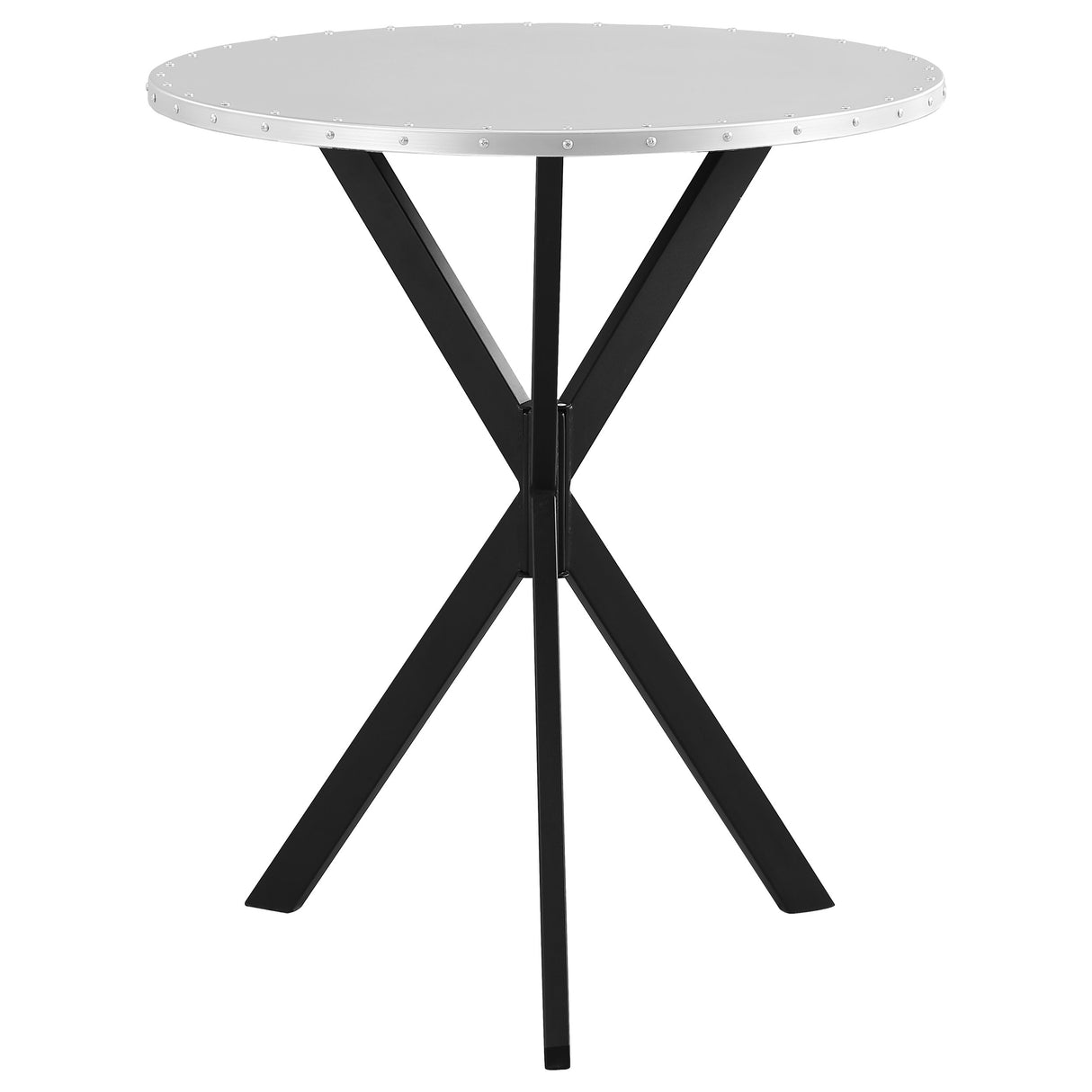 Furniture City Houma - Coaster - Kenzo Round 32-inch Galvanized Steel Bistro Bar Table Silver - 182861