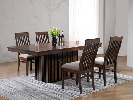 Furniture City Houma - Coaster - Briarwood 5-piece Extension Leaf Dining Table Set Mango Oak - 182991-S5