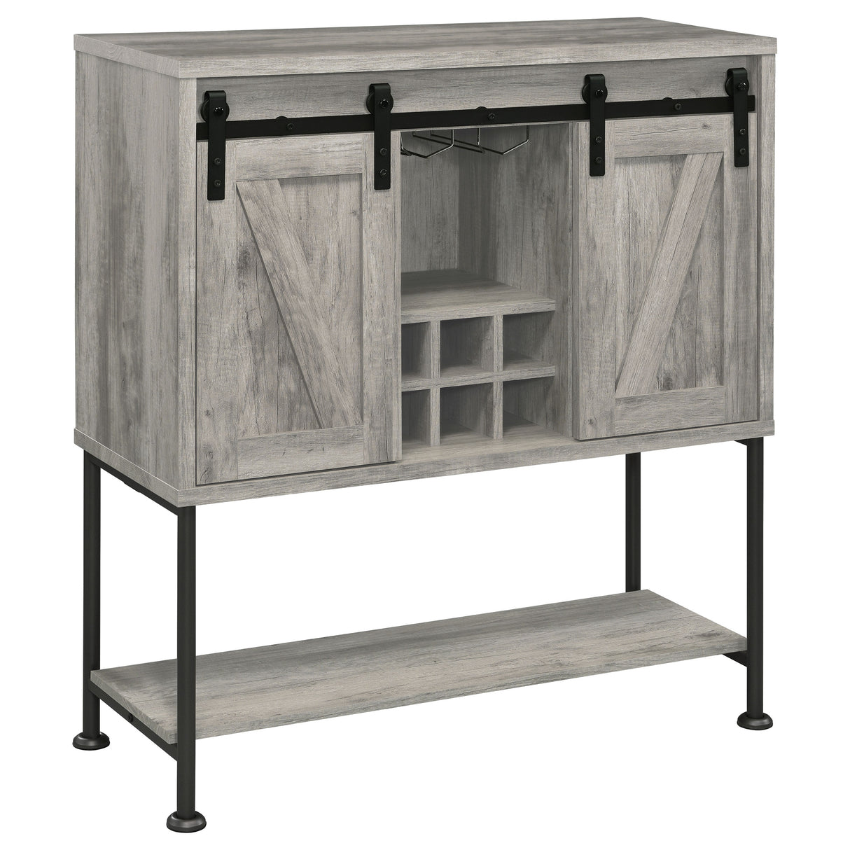 Furniture City Houma - Coaster - Claremont Sliding Door Home Bar Wine Cabinet Grey Driftwood - 183038