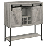 Furniture City Houma - Coaster - Claremont Sliding Door Home Bar Wine Cabinet Grey Driftwood - 183038