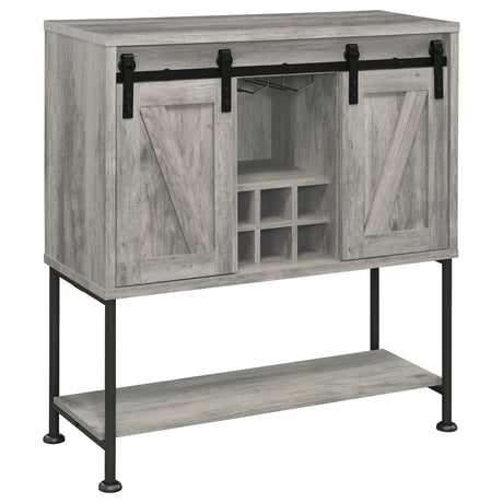 Furniture City Houma - Coaster - Claremont Sliding Door Home Bar Wine Cabinet Grey Driftwood - 183038