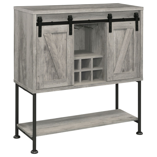 Furniture City Houma - Coaster - Claremont Sliding Door Home Bar Wine Cabinet Grey Driftwood - 183038