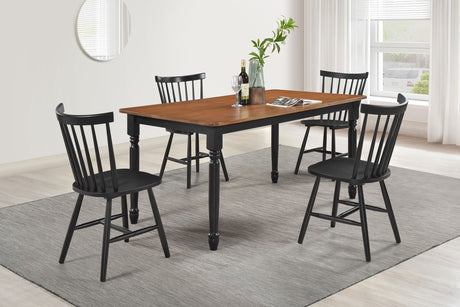 Furniture City Houma - Coaster - Hollyoak 5-piece Rectangular Dining Set Walnut and Black - 183041-S5