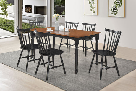 Furniture City Houma - Coaster - Hollyoak 7-piece Rectangular Dining Set Walnut and Black - 183041-S7