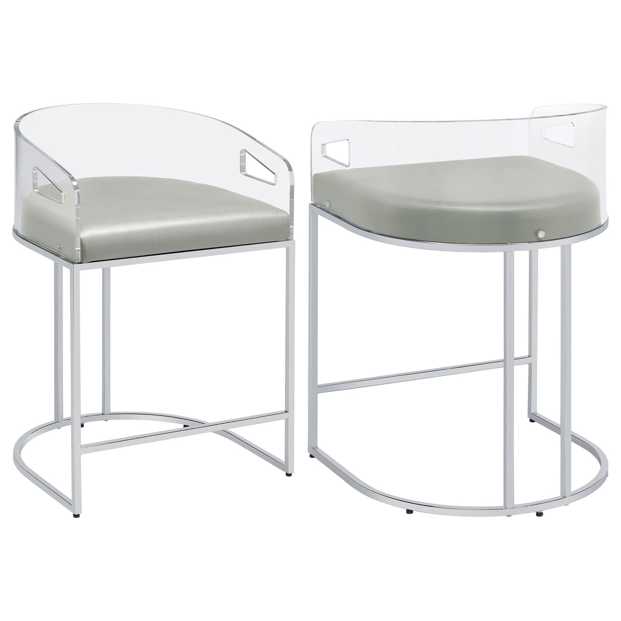 Furniture City Houma - Coaster - Thermosolis Clear Acrylic Counter Chair Chrome (Set of 2) - 183405