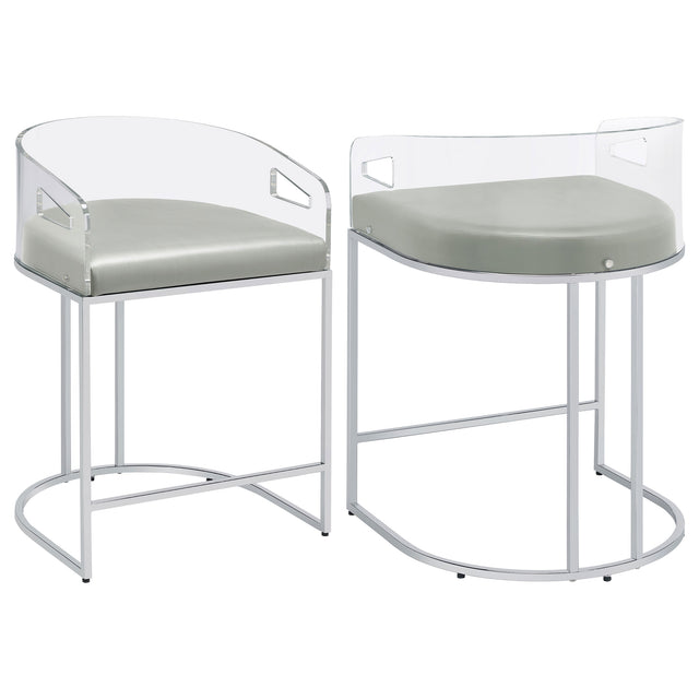 Furniture City Houma - Coaster - Thermosolis Clear Acrylic Counter Chair Chrome (Set of 2) - 183405
