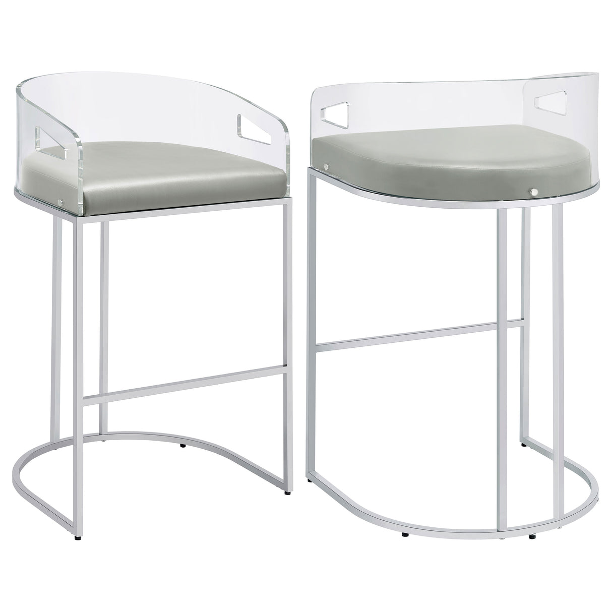 Furniture City Houma - Coaster - Thermosolis Clear Acrylic Bar Chair Chrome (Set of 2) - 183406