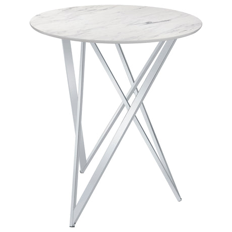 Furniture City Houma - Coaster - Bexter Round 35-inch Faux Marble Bistro Bar Table Chrome - 183526