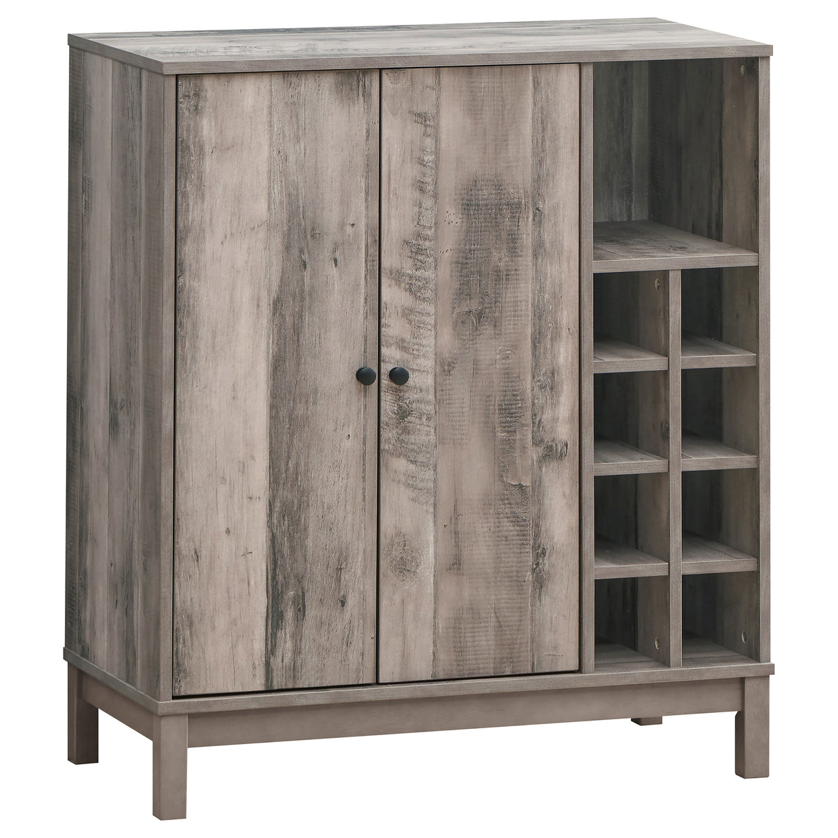 Furniture City Houma - Coaster - Cheyenne 2-door Home Bar Wine Cabinet Weathered Acacia - 183600