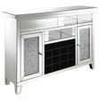 Furniture City Houma - Coaster - Melinda 2-door LED Mirrored Wine Storage Bar Cabinet Silver - 183627