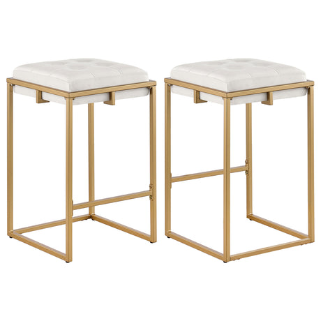 Furniture City Houma - Coaster - Nadia Upholstered Backless Counter Stool Beige (Set of 2) - 183645