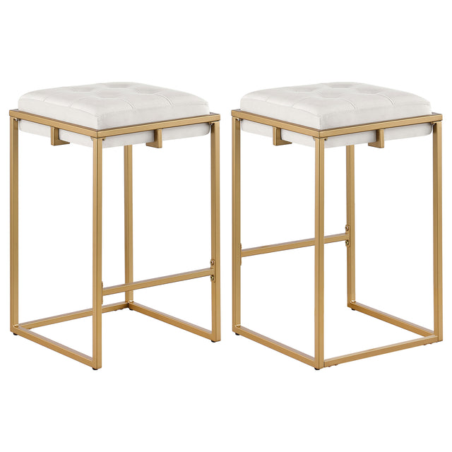 Furniture City Houma - Coaster - Nadia Upholstered Backless Counter Stool Beige (Set of 2) - 183645