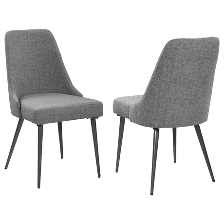 Furniture City Houma - Coaster - Alan Fabric Upholstered Dining Side Chair Grey (Set of 2) - 190442