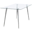 Furniture City Houma - Coaster - Gilman Rectangular 64-inch Glass Top Dining Table Chrome - 190621CHR