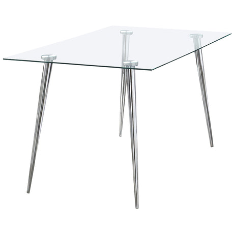 Furniture City Houma - Coaster - Gilman Rectangular 64-inch Glass Top Dining Table Chrome - 190621CHR
