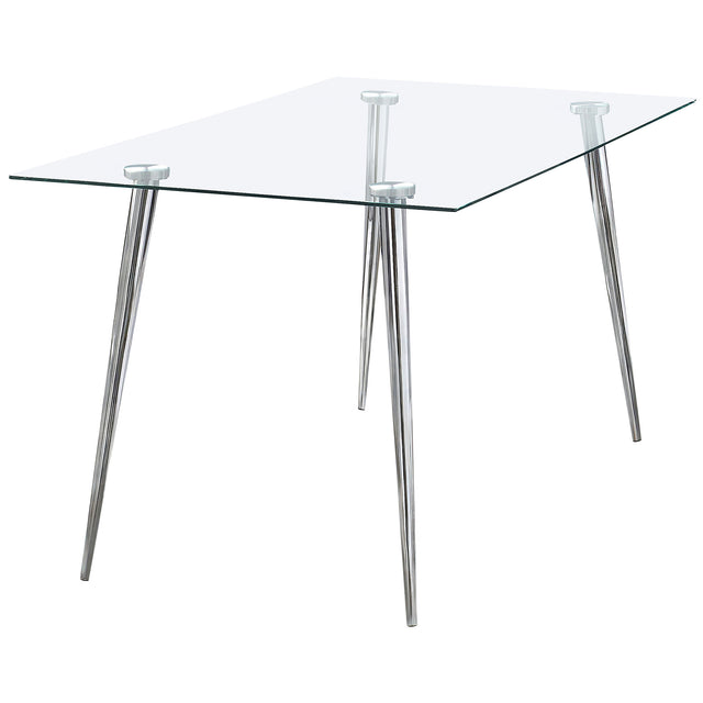 Furniture City Houma - Coaster - Gilman Rectangular 64-inch Glass Top Dining Table Chrome - 190621CHR