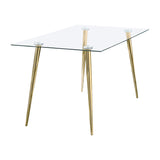 Furniture City Houma - Coaster - Gilman Rectangular 64-inch Glass Top Dining Table Gold - 190621GLD