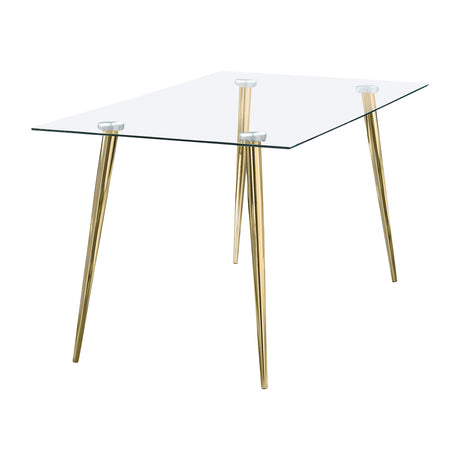 Furniture City Houma - Coaster - Gilman Rectangular 64-inch Glass Top Dining Table Gold - 190621GLD