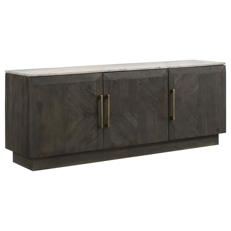 Furniture City Houma - Coaster - Dennis 3-door Marble Top Sideboard Buffet Tobacco Grey - 190655