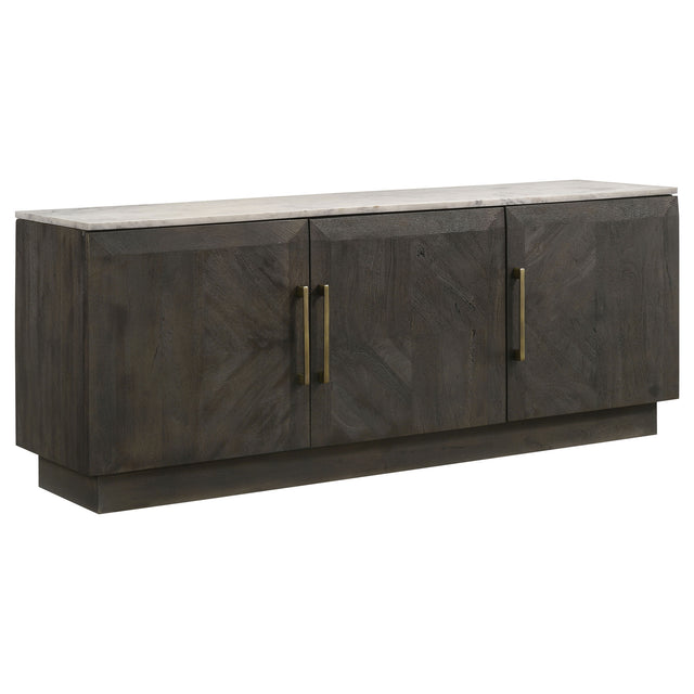 Furniture City Houma - Coaster - Dennis 3-door Marble Top Sideboard Buffet Tobacco Grey - 190655